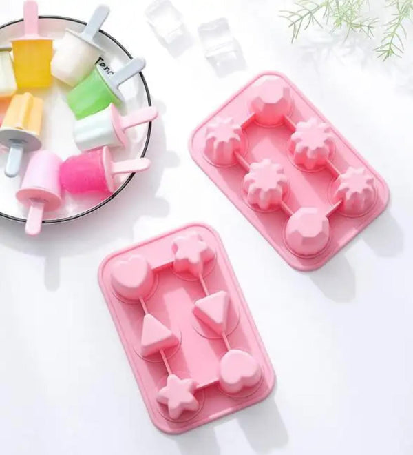 6 Cell Silicone Popsicle & Ice Candy Maker