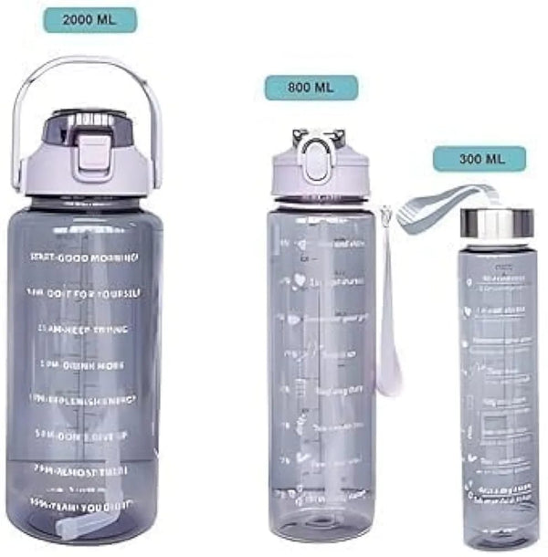 pack of 3 Motivational Time Marker Water Bottle