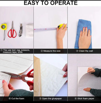 3D Self-Adhesive Brick Wall Stickers (PE Foam Panels)