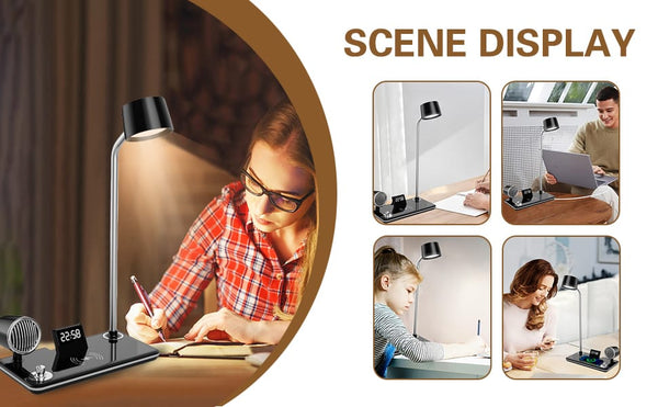 4-in-1 Retro Smart Desk Lamp with Bluetooth Speaker & Wireless Charger